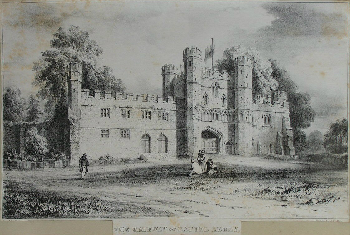 Lithograph - The Gateway of Battle Abbey